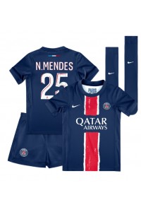 Paris Saint-Germain Nuno Mendes #25 Babyklær Hjemme Fotballdrakt til barn 2024-25 Korte ermer (+ Korte bukser)